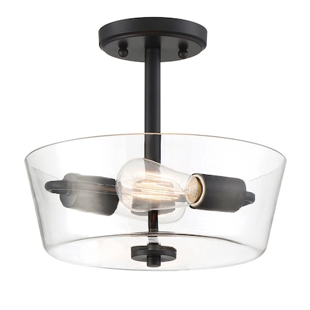 Designers Fountain Westin 12in 2-Light Matte Black Modern Industrial Ceiling Light Semi Flush Mount 95711-MB